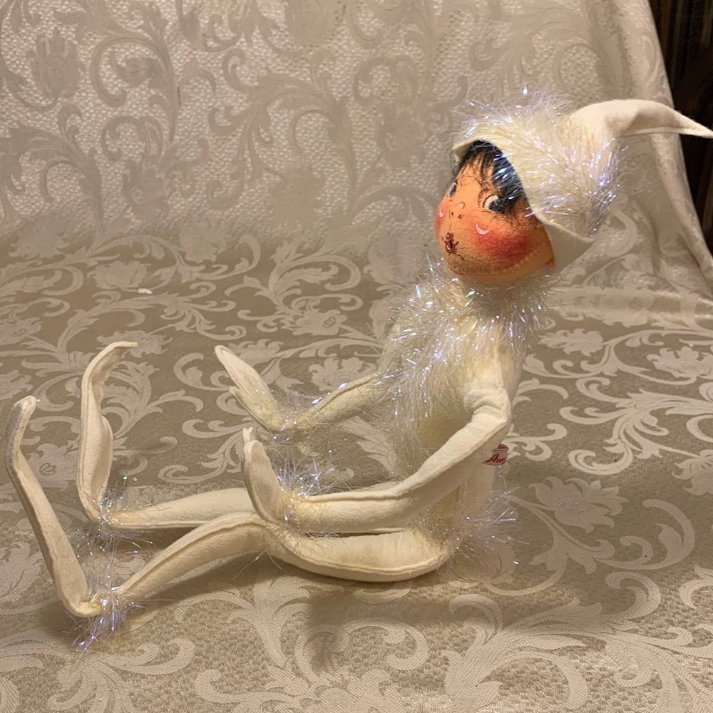 Vintage 22” ANNALEE  WHITE FROSTY WINTER TINSEL ELF DOLL - Picture 3 of 8